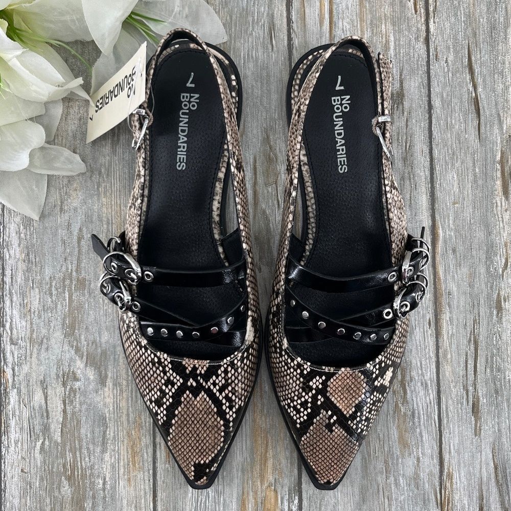Women's Strappy Dressy Snakeskin Flats Shoes Size 7